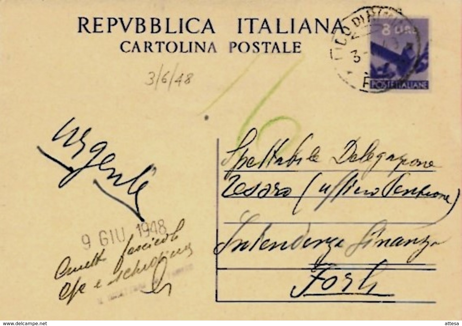 Intero C 134 ; Lido Di Rimini 3-6-1948 Per Forlì - Interi Postali