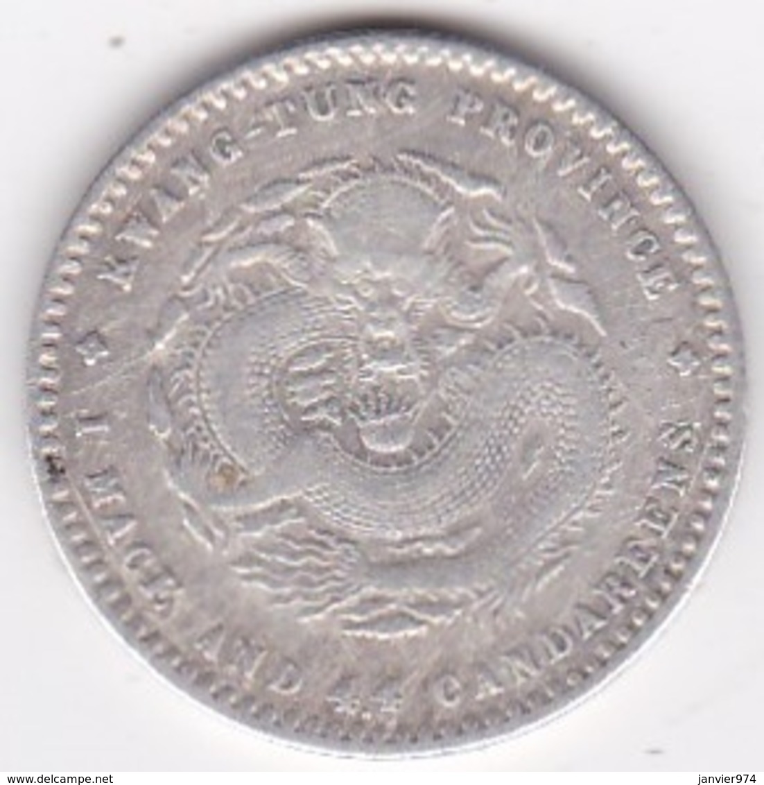 Chine Kwangtung Province. 20 Cents ND (1890-1908) Y# 201, En Argent - China