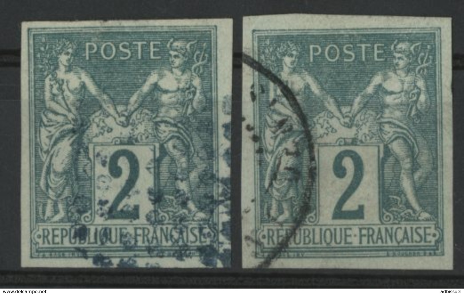 N°30 (x2) Cote 34 € COLONIES GENERALES 2ct Vert Type Sage. Oblitérés. TB. Lire Description - Sage