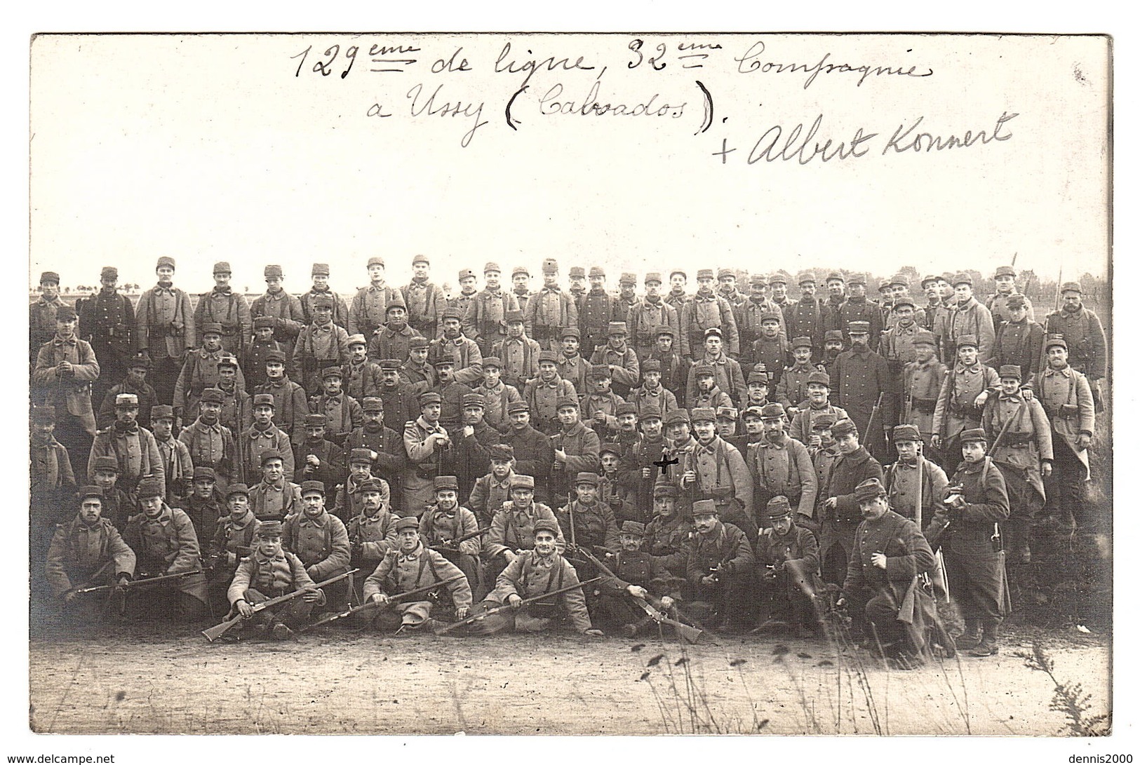 MILITARIA - CARTE PHOTO - GROUPE DE MILITAIRES - 1915 - 129eme De Ligne, 32eme Compagnie, USSY (14) - Guerra 1914-18