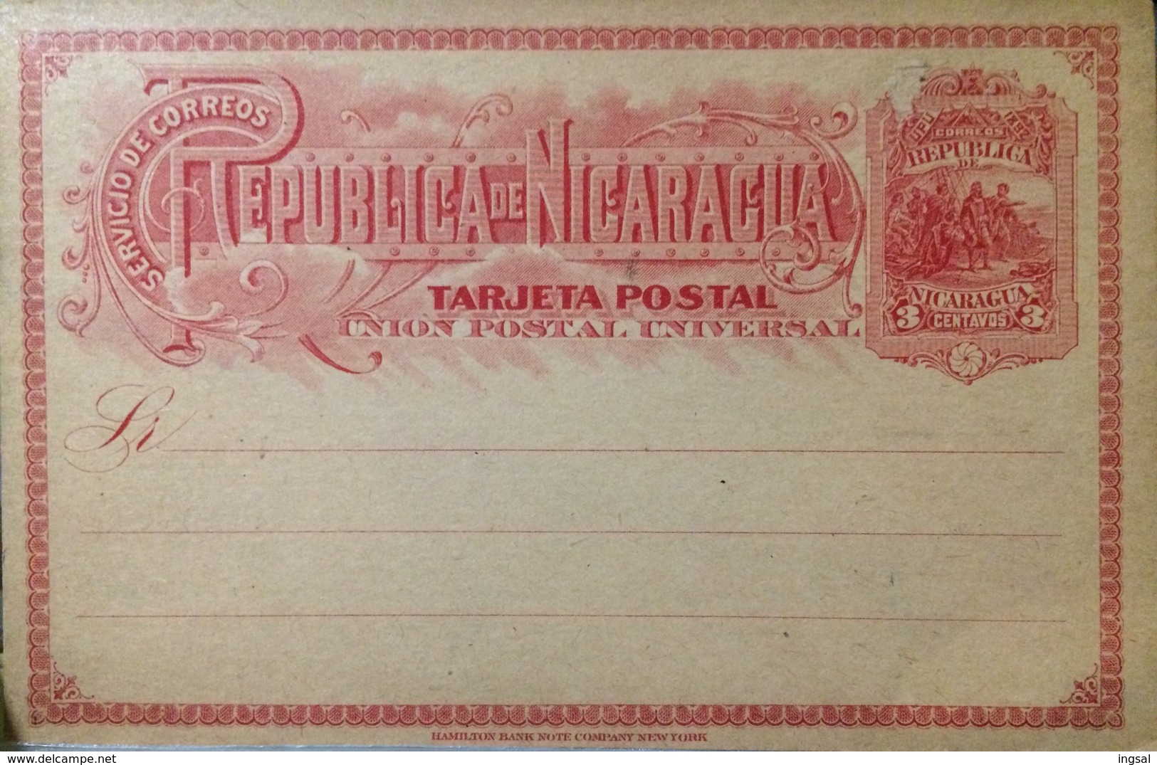 Repubblica De Nicaragua Tarjeta Postal Servicio De Correos ...... Ca1900/1920 - Nicaragua