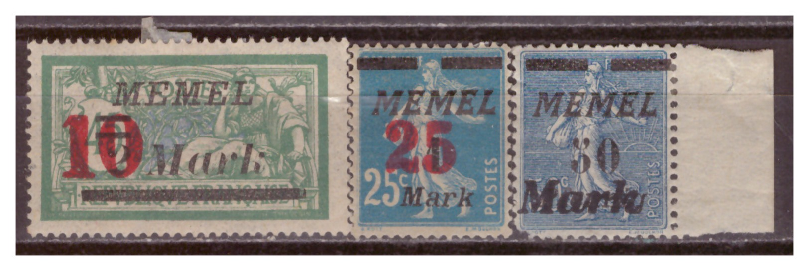 Memel, Nr. 121-123, Falz - Memelgebiet 1923