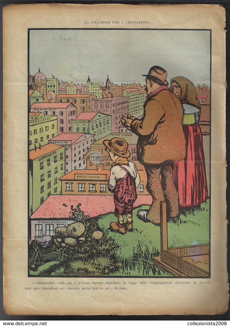 Vecchia Rivista Di Satira Politica "L'ASINO" Del 1905-anno XIV-n.46-pp.8-vedi Foto--------------(6008E) - Autres & Non Classés