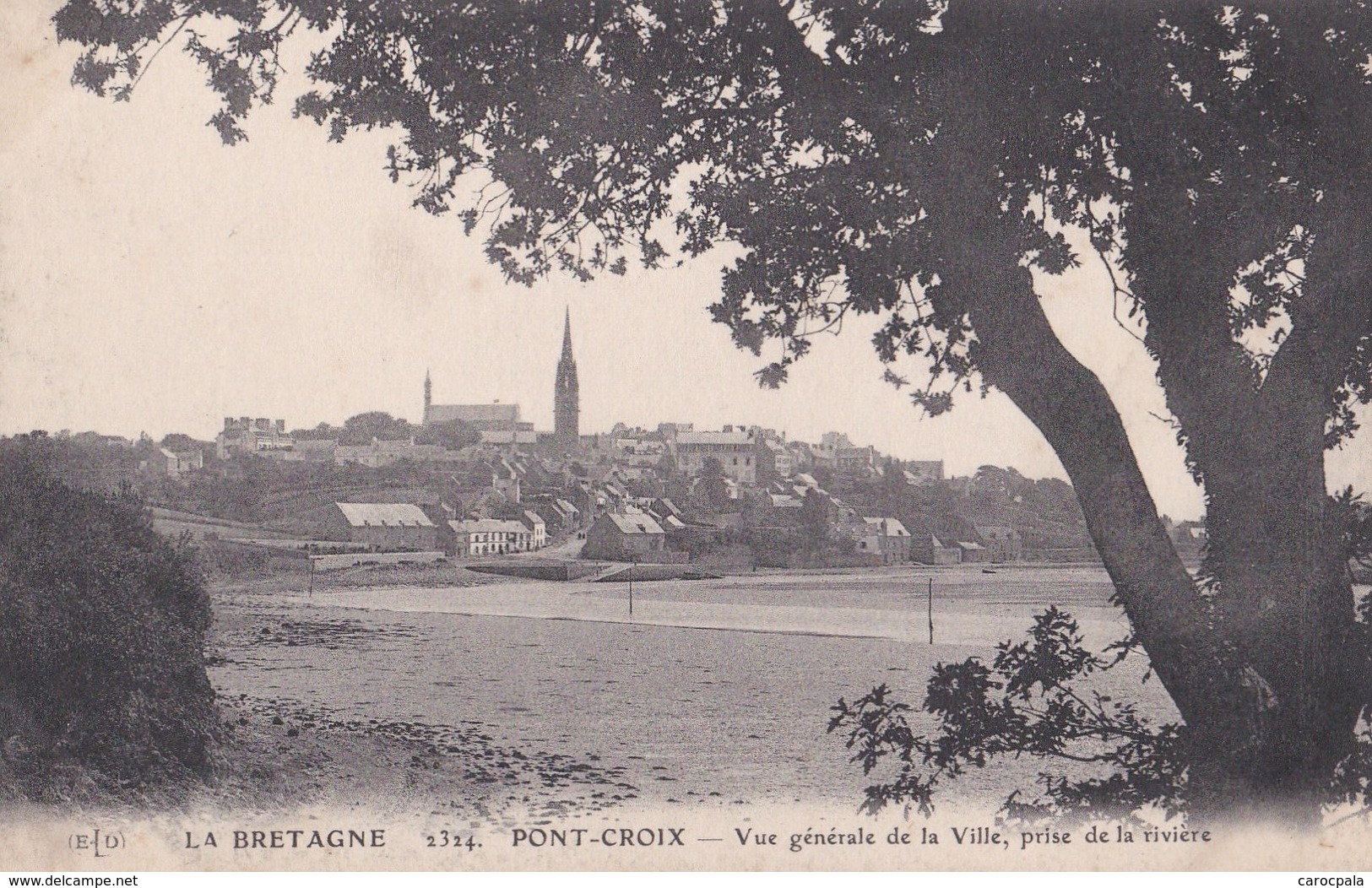 Carte 1915 PONT CROIX / VUE GENERALE DE LA VILLE , PRISE DE LA RIVIERE - Pont-Croix