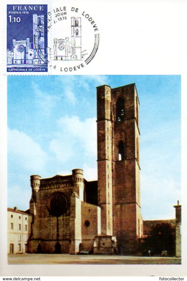 Carte 1er Jour : Lodève (34) La Cathédrale - Chiese E Cattedrali