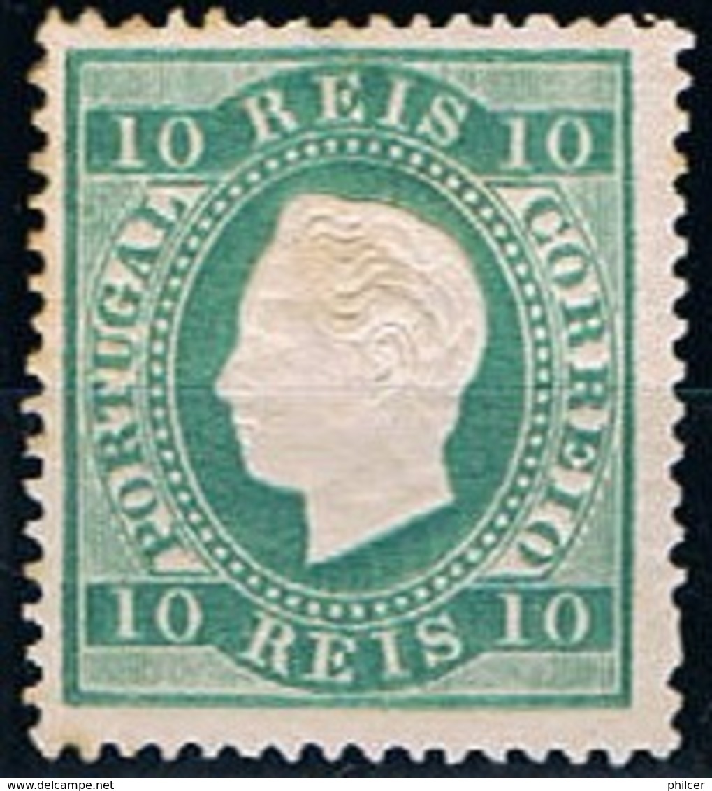 Portugal, 1879/80, # 49h Dent. 13 1/2, Papel Liso, Verde Azul, MH - Ungebraucht