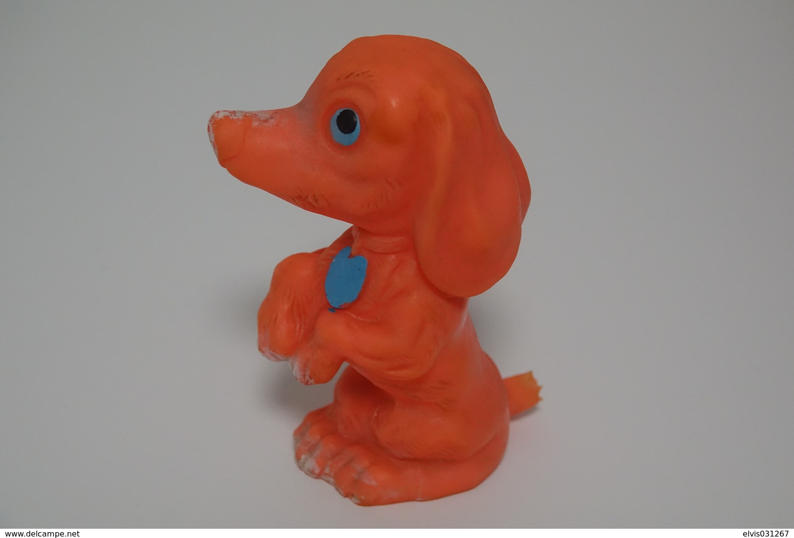 PIEPER POUET SQUEAKY: RUBBERTOYS DOG CHIEN HOND  - L=14 - ITALY - Rubber - Vinyl -1960's - Schtroumpfs