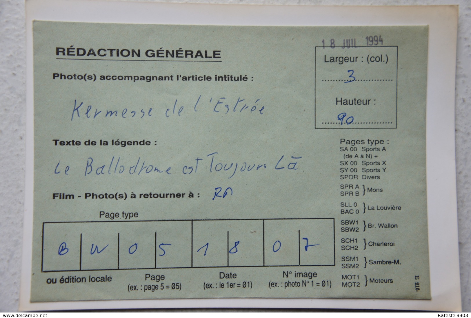 Photo BRAINE L'ALLEUD Waterloo Vue Zénithale Kermesse De L'Estrée Préparation 1994 Ballodrome - Plaatsen