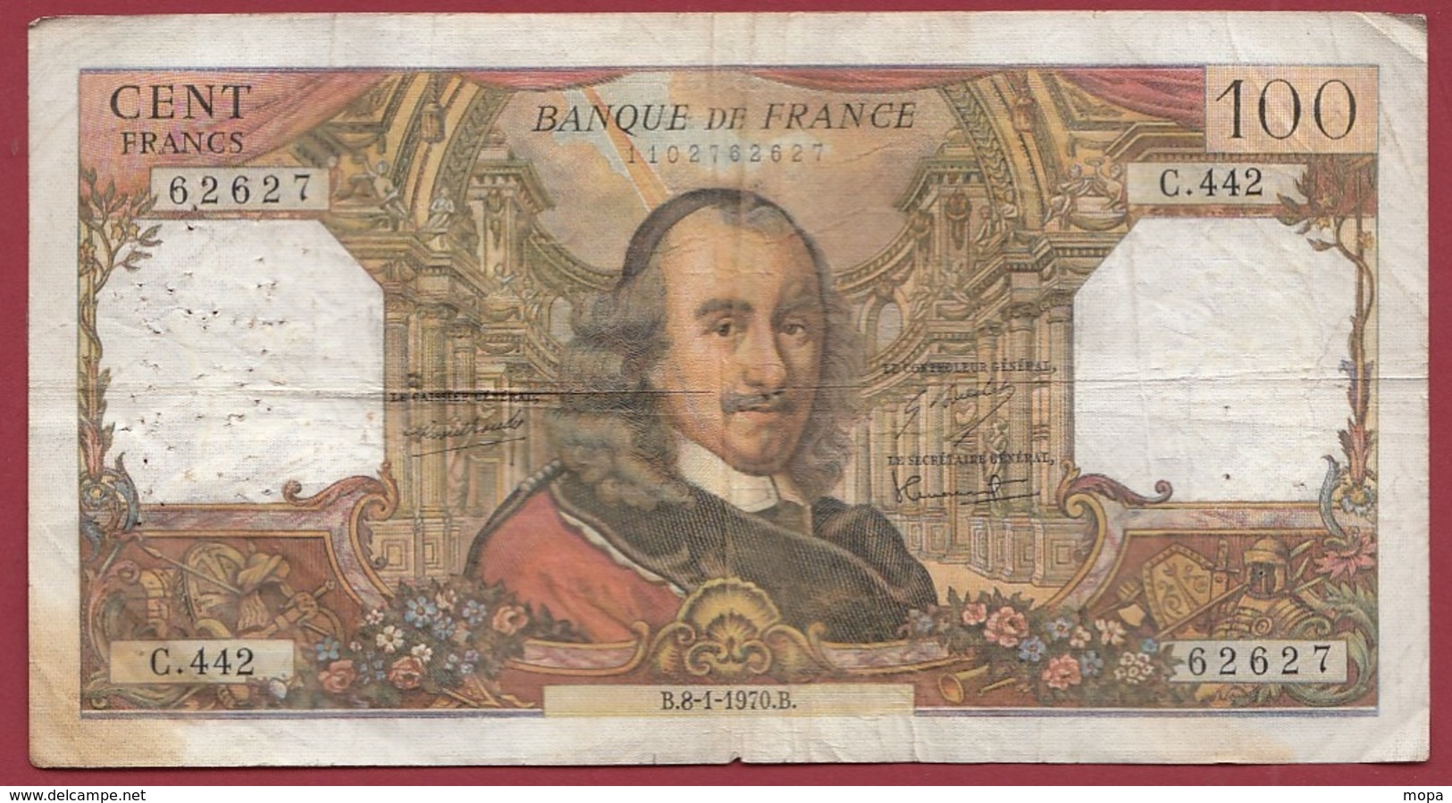 100 Francs "Corneille" Du 08/01/1970.B----VG/TTB---ALPH. C.442 ---(2) - 100 F 1964-1979 ''Corneille''