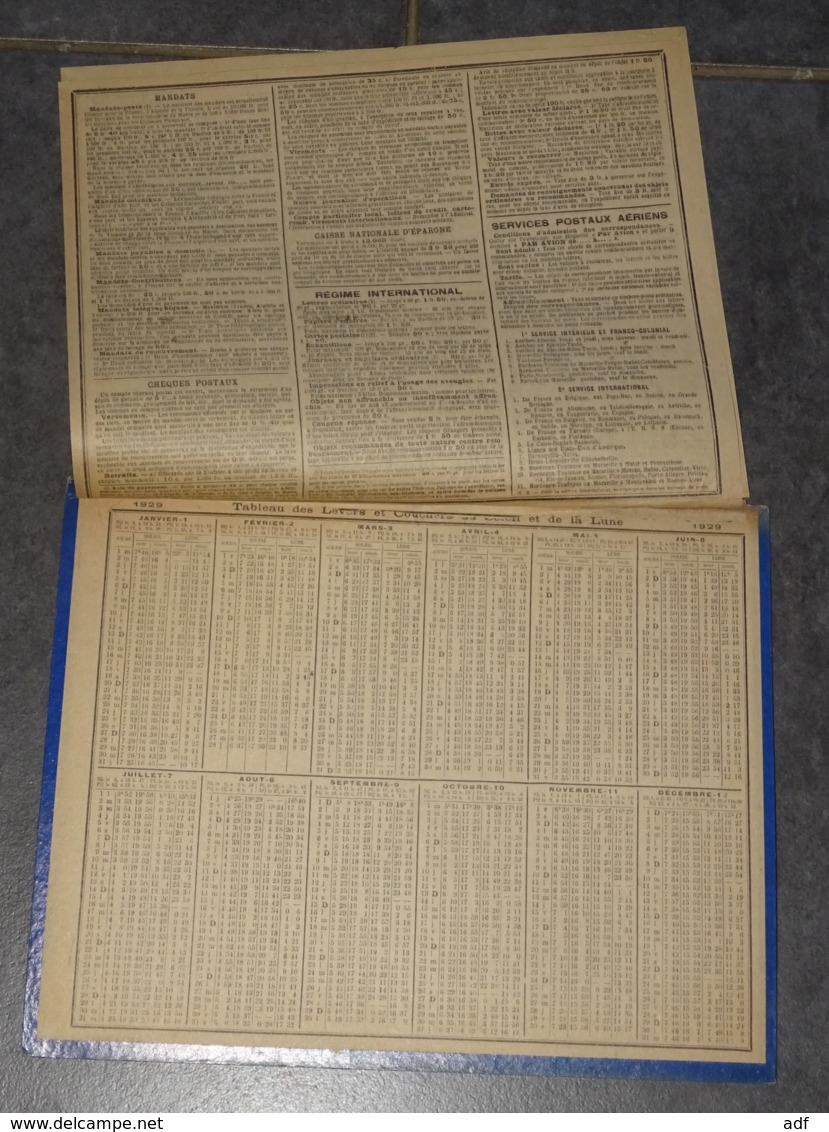 CALENDRIER ALMANACH DES POSTES ET TELEGRAPHES ANNEE 1929, ILLUSTRATION LAITIERE VOSGIENNE, ARDENNES 08 - Tamaño Grande : 1921-40