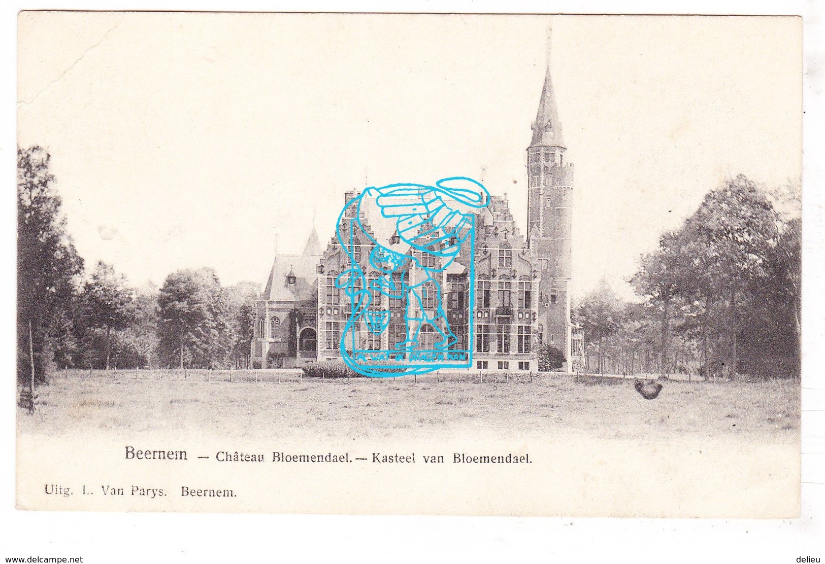 PK 2x Beernem - Kasteel Bloemendaal & Kerk - 1908 - Beernem