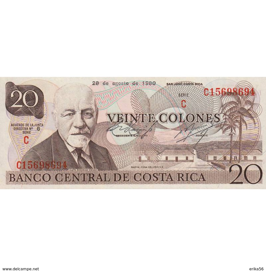 Billet Costa RIca 20 Colones - Costa Rica