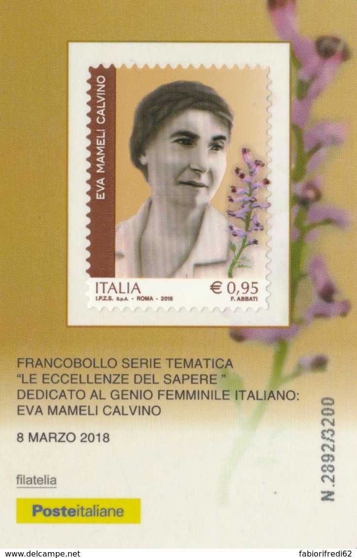 TESSERA FILATELICA VALORE 0,95 EURO EVA MAMELI CALVINO (FY561 - Filatelistische Kaarten