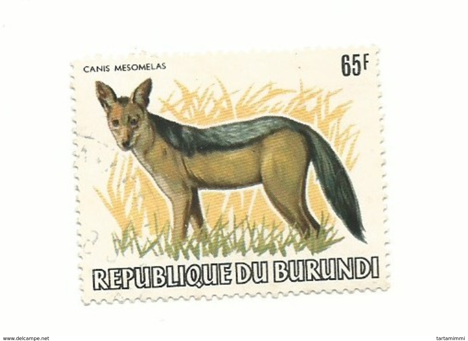 RARE BURUNDI 1983 65F CANIS MESOMELAS WILD DOG JACKAL - LIGHT USED PERFECT WITHOUT WWF LOGO SCOTT 598 HIGH CATALOG VALUE - Gebruikt