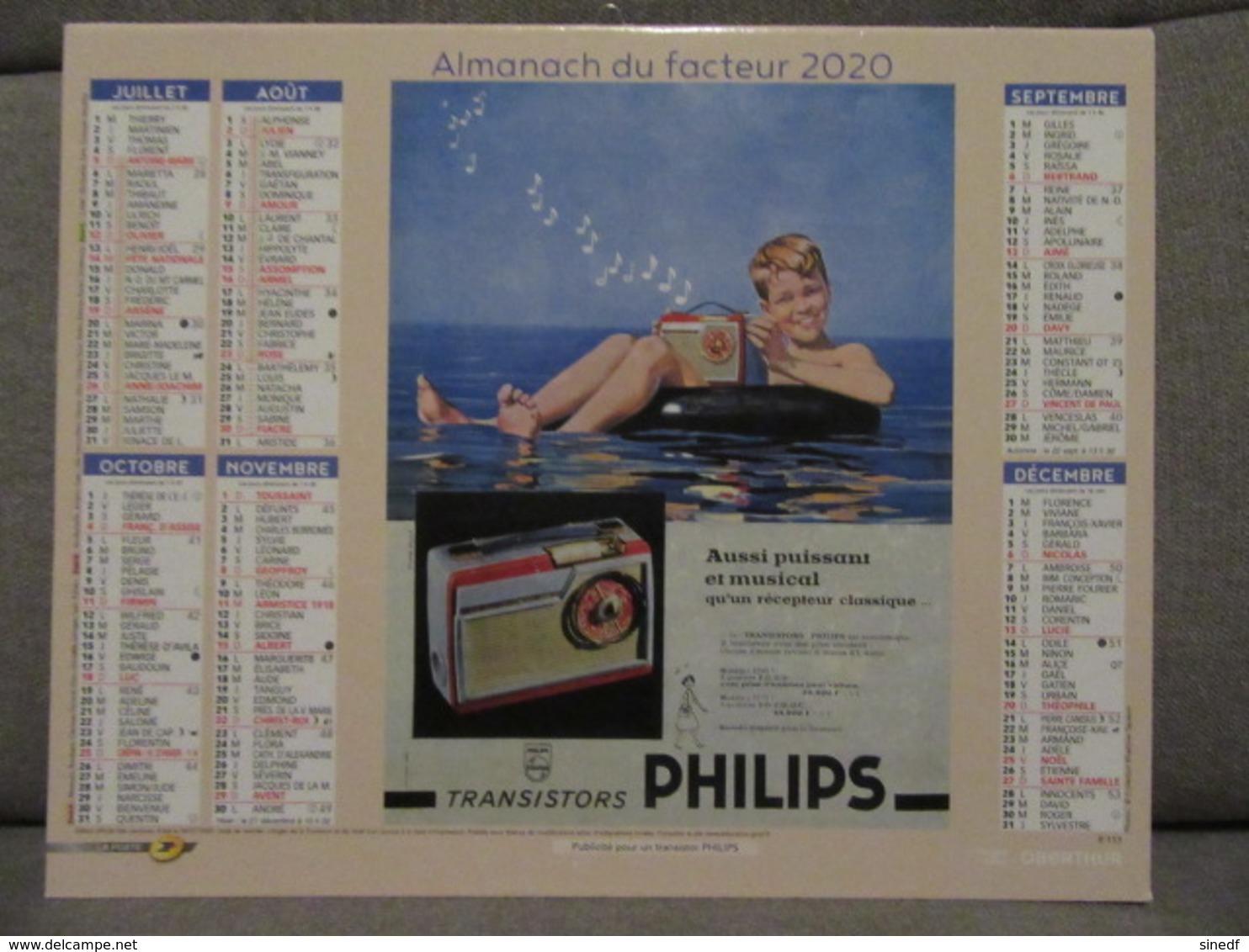 Calendrier  2020 Publicite Affiche CITROEN DS 19- Transistors PHILIPS  Département Sarthe Almanach Facteur La Poste - Grossformat : 2001-...