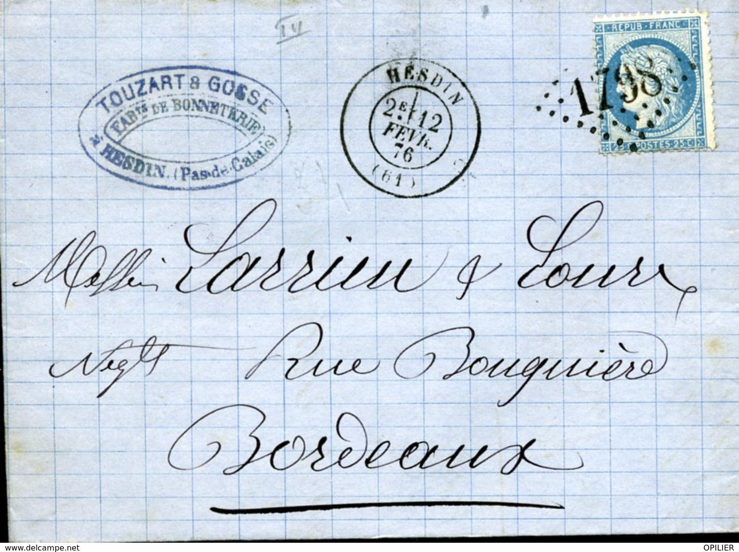 HESDIN Type 17 12 FEV 76 + GC 1798 Sur Timbre N°60 Type 1 25c Cérès TTB - 1849-1876: Période Classique