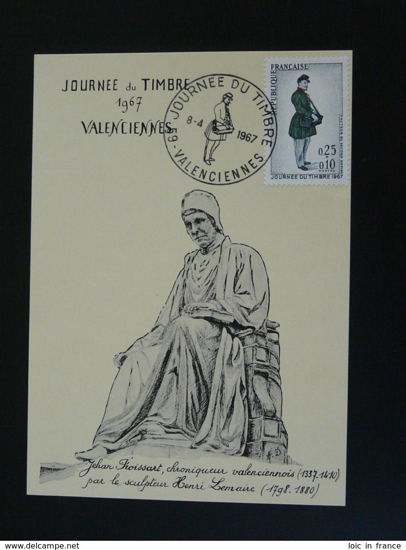 Carte Maximum Card Jean Froissart Chroniqueur Medieval Journée Du Timbre Valenciennes 59 Nord 1967 - Journée Du Timbre