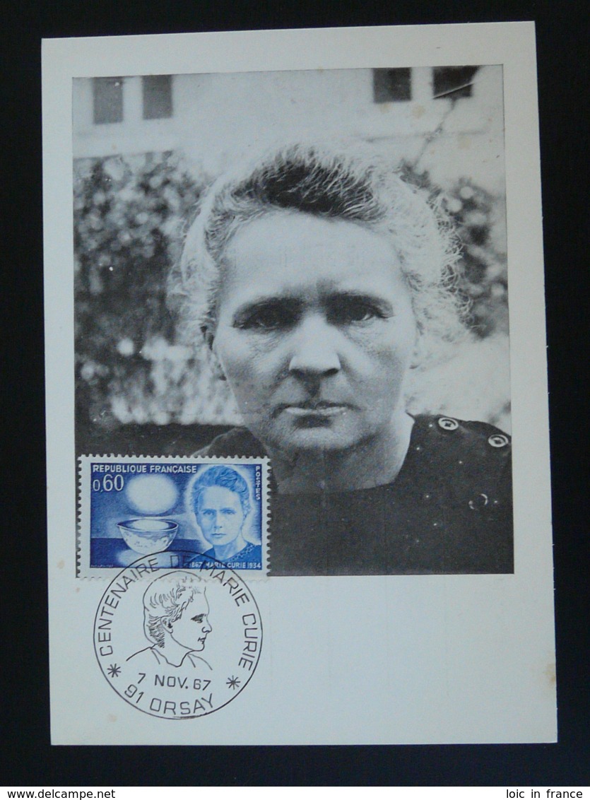 Carte Maximum Card Centenaire Marie Curie Prix Nobel Physique Orsay 91 Essonne 1967 - Fisica