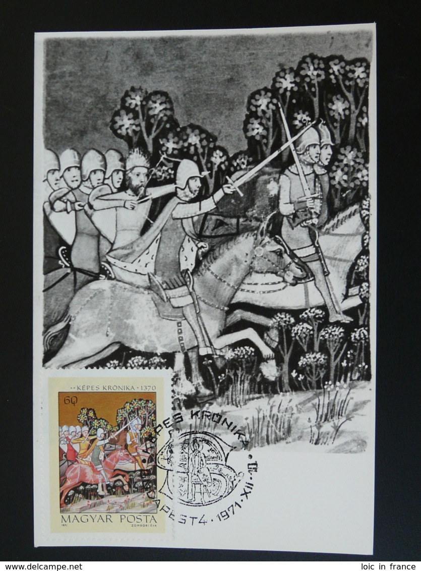 Carte Maximum Card Cheval Horse Moyen Age Medieval History Hongrie Hungary 1971 - Pferde