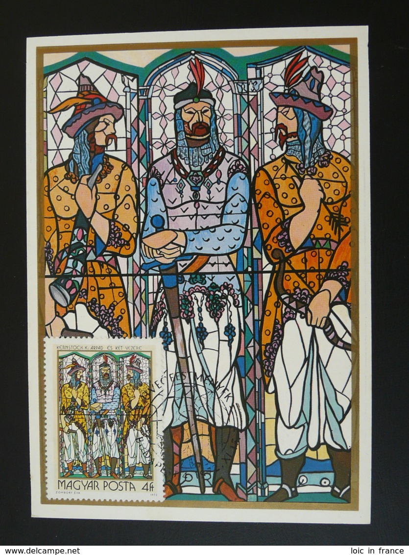 Carte Maximum Card Vitrail Stained Glass Moyen Age Medieval History Hongrie Hungary 1972 - Glas & Fenster