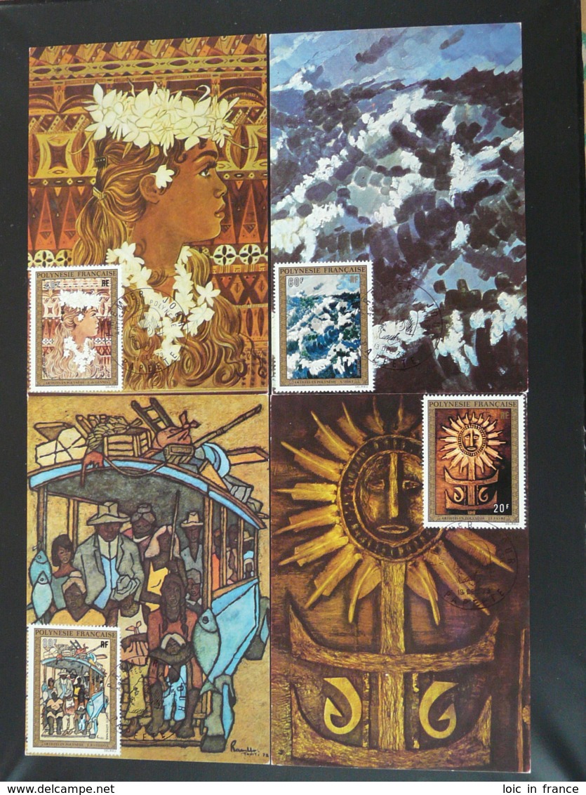 Carte Maximum Card (x4) Artistes En Polynésie Peinture Paintings 1973 - Maximum Cards