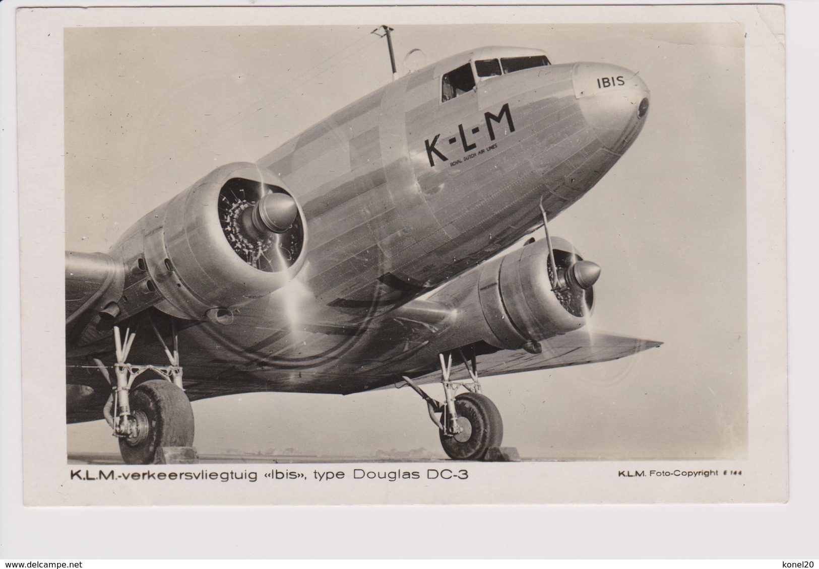Vintage Rppc KLM K.L.M. Royal Dutch Airlines Douglas Dc-3 @ Schiphol Airport - 1919-1938: Fra Le Due Guerre