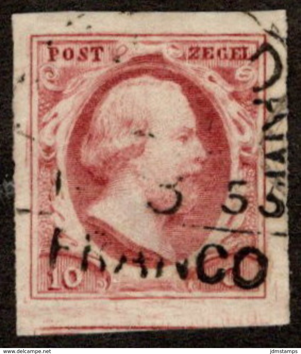 NTH SC #2 U 1852 KingWilliam III "FRANCO" 4-margins W/flt CV $27.50 - Used Stamps