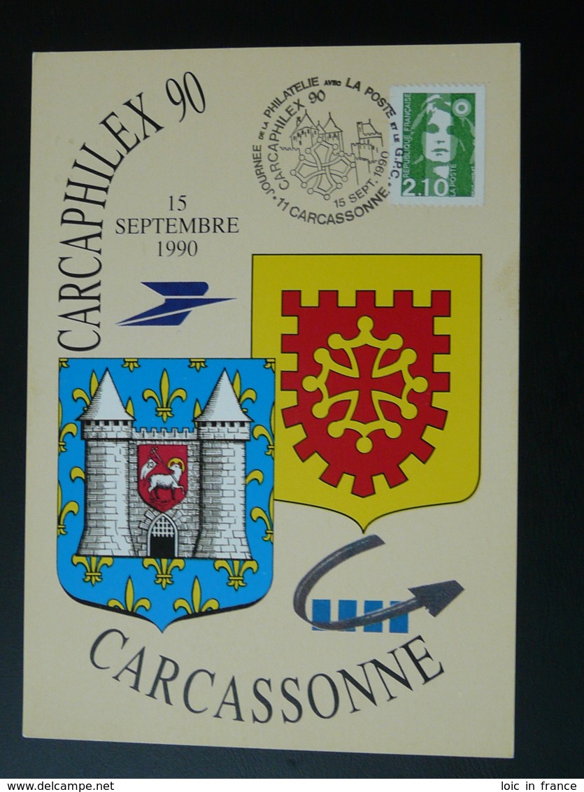 Carte Commemorative Card Journée De La Philatélie Carcaphilex 1990 Carcassonne 11 Aude - Lettres & Documents