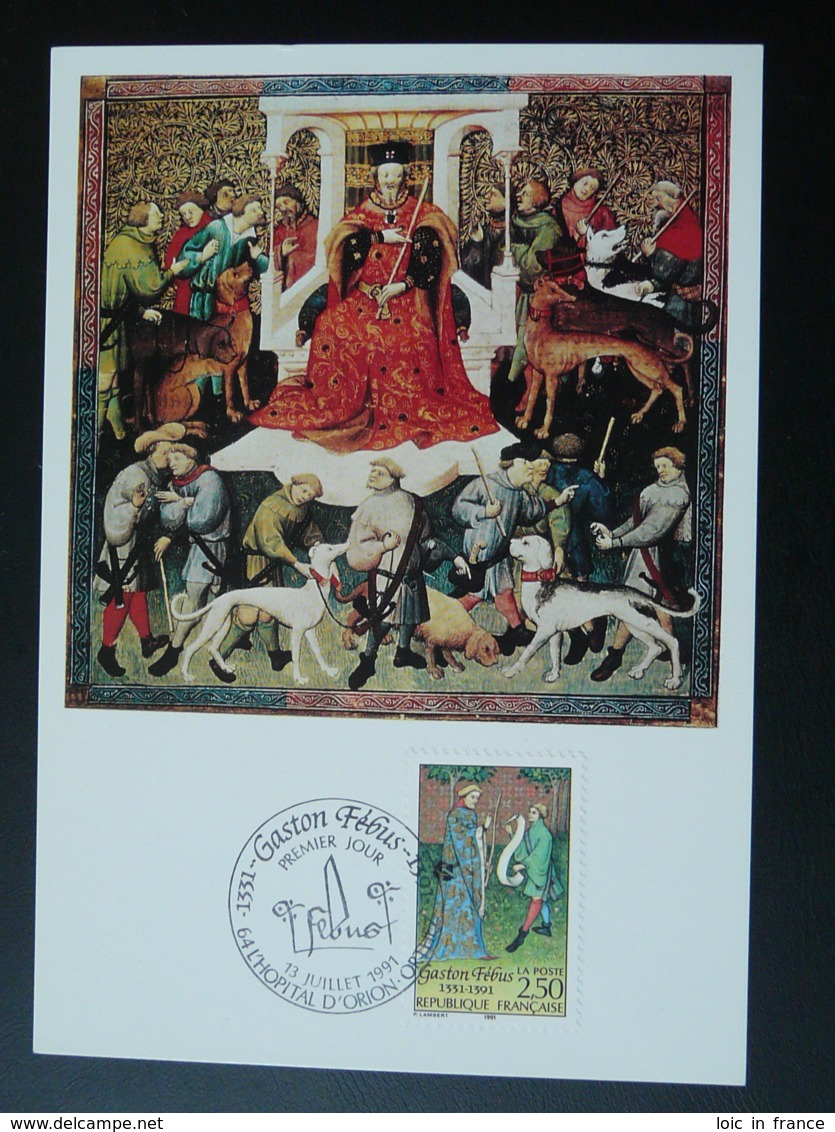 Carte Maximum Card Gaston Fébus Moyen Age Medieval Chasse Hunting 64 L'Hopital D'Orion 1991 - 1990-1999