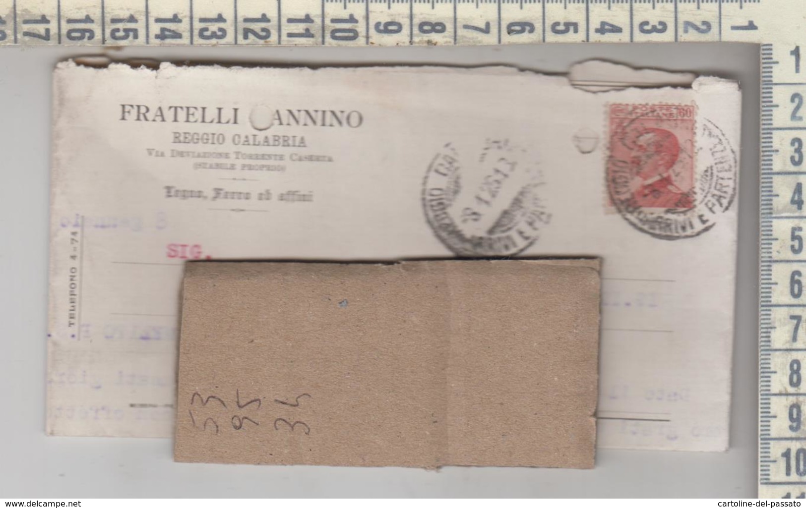 STORIA POSTALE 1926 REGGIO CALABRIA FRATELLI ZONNINO  MELITO DI PORTO SALVO ANNULLO FRAZIONATO - Storia Postale