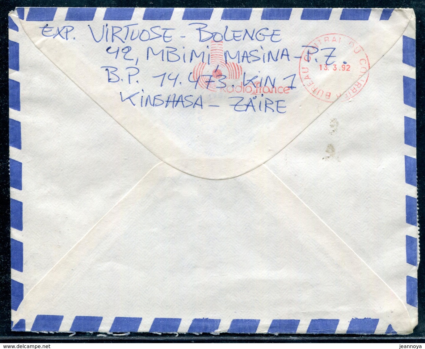 ZAIRE - N° 1349 (9) + 1350 (5) / LETTRE AVION DE KINSHASA LE 9/3/1992 POUR PARIS - TB - Usados