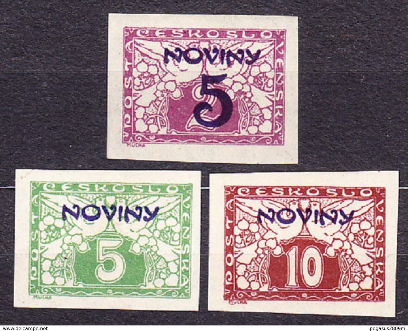 CZECHOSLOVAKIA 1926, COMPLETE SET, MH, Michel 217-219. NEWSPAPERS - OVERPRINT. Condition, See The Scans. - Ungebraucht