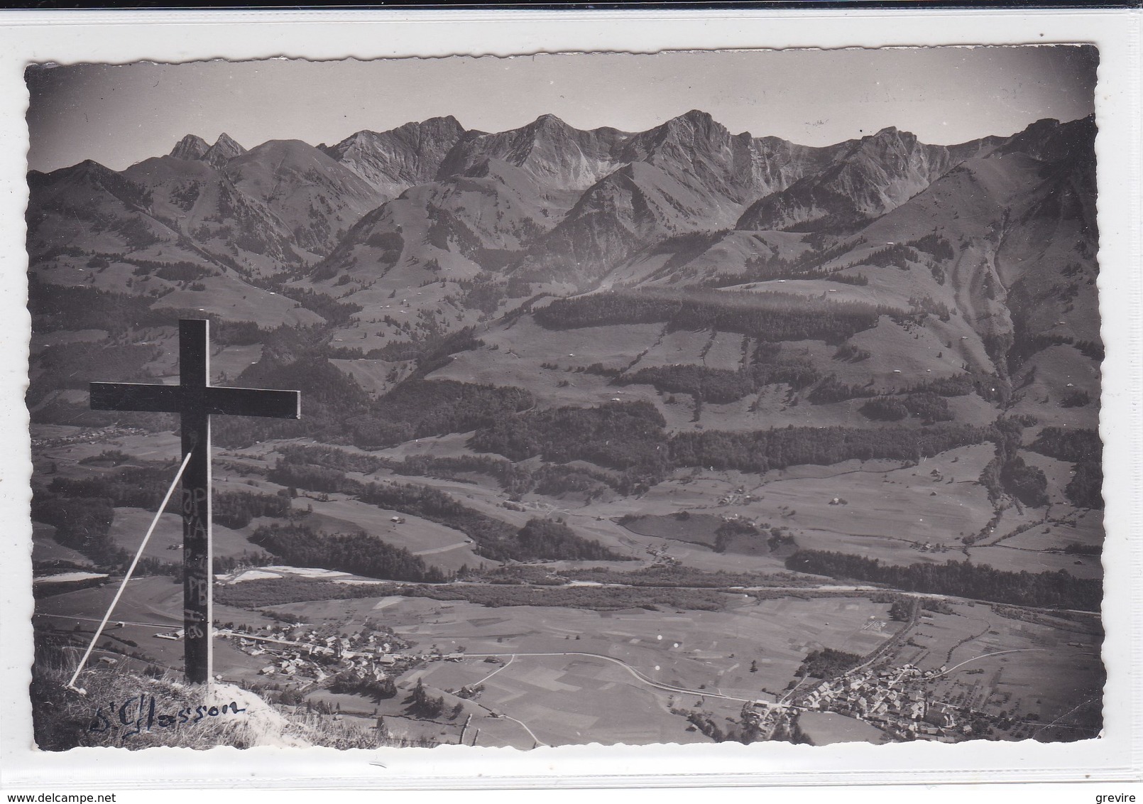 Sur Albeuve, Croix Des Ombriaux . PAX 1945, Carte Avec Signature Autographe De S. Glasson - Albeuve