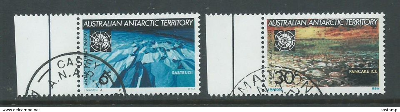 Australian Antarctic Territory 1971 Treaty Set Of 2 FU With Margins & Base Cancels - Used Stamps