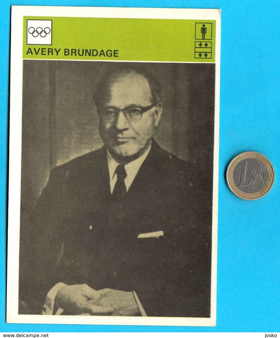 AVERY BRUNDAGE American President Of The International Olympic Committee * Yugoslavia Old Card Svijet Sporta * IOC Games - Trading Cards