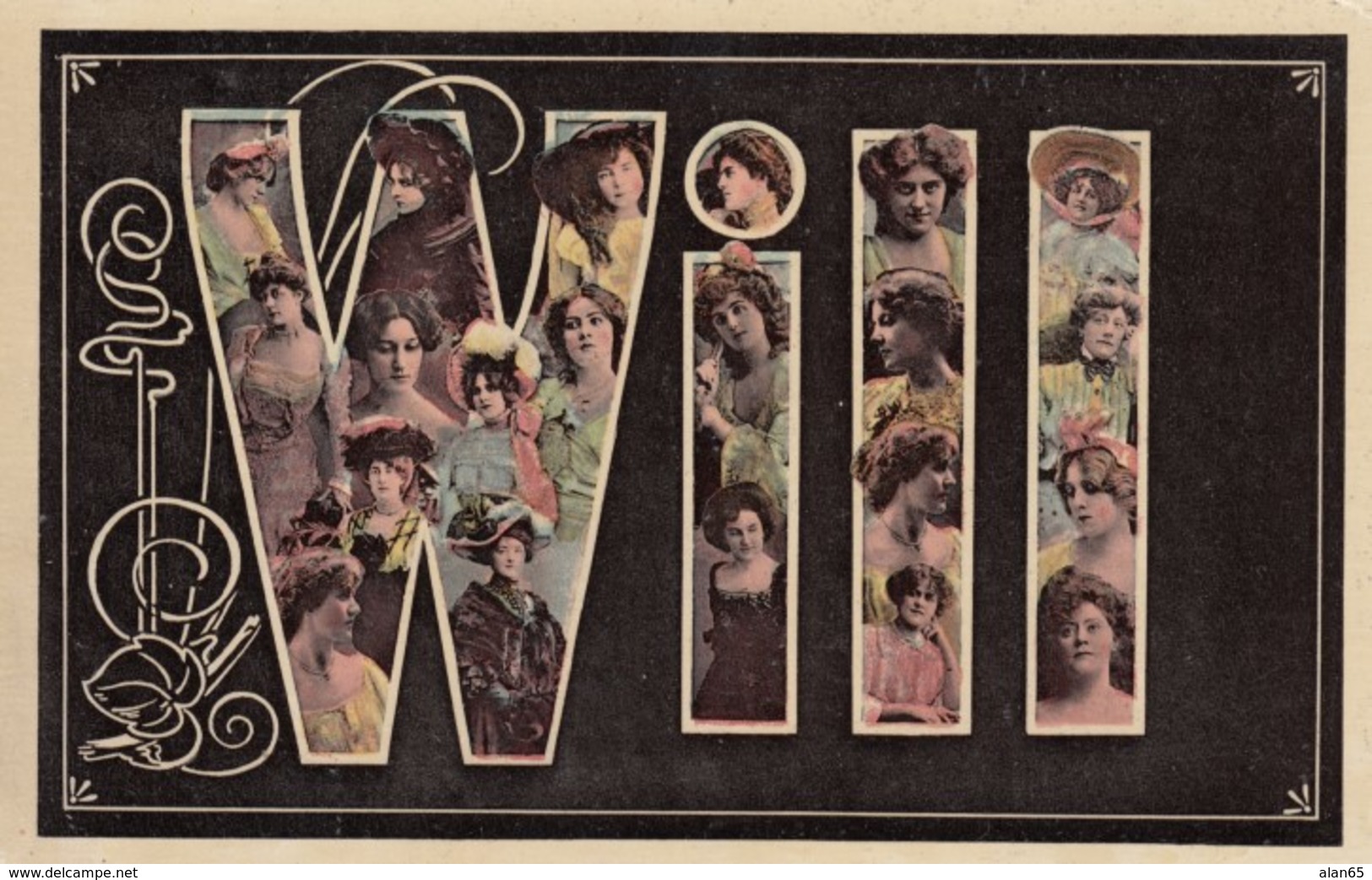 Will Large Letter Name, Beautiful Women, On C1900s/10s Vintage Postcard - Firstnames