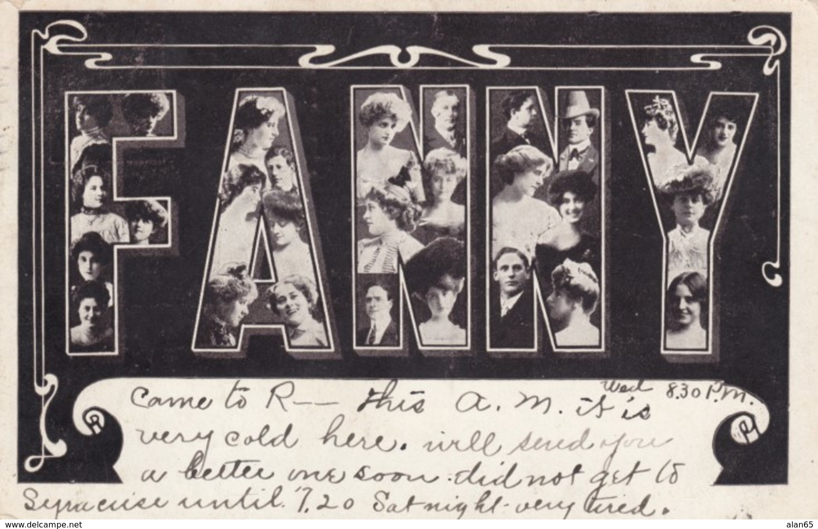 Fanny Large Letter Name, Beautiful Women, On C1900s Vintage Postcard - Firstnames