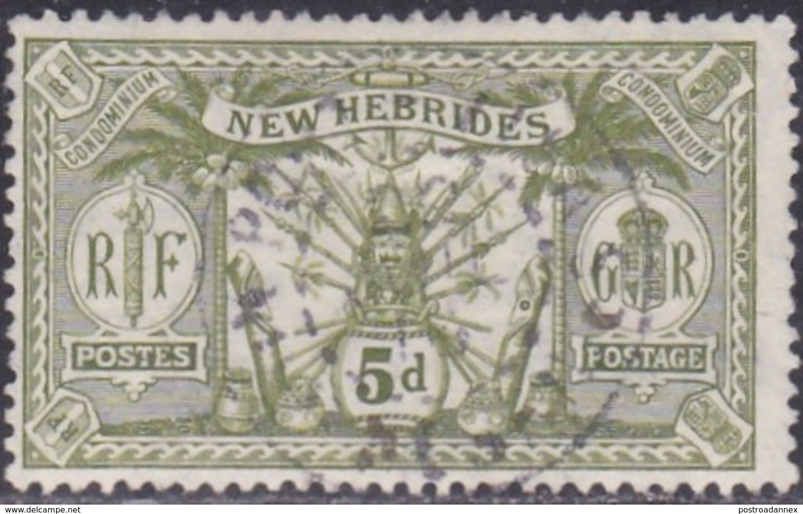 New Hebrides, Scott #21, Used, Idol, Issued 1911 - Used Stamps