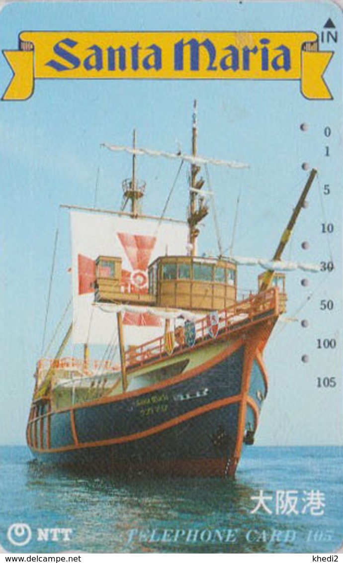 TC JAPON / NTT 330-293 B - BATEAU VOILIER ** SANTA MARIA ** - COLUMBUS SAILING SHIP JAPAN Phonecard - 216 - Japan
