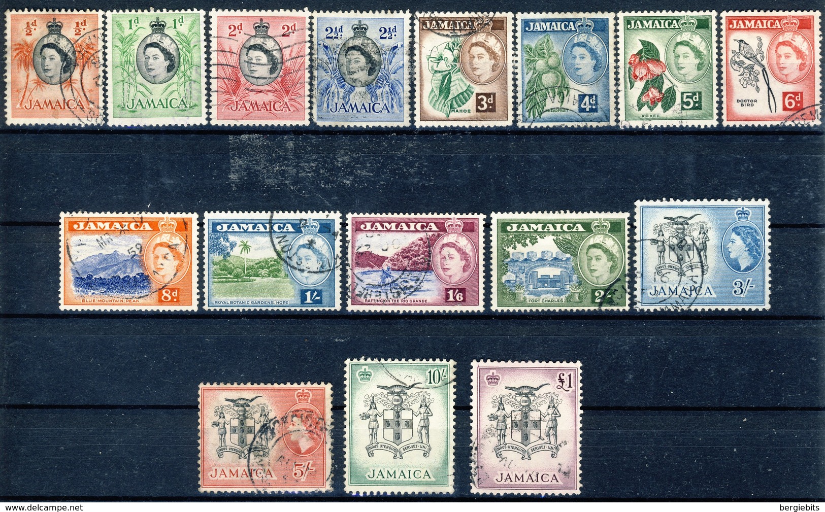 1956 Jamaica VF Used Complete Set Of 16 Stamps To The Pound - Jamaica (...-1961)