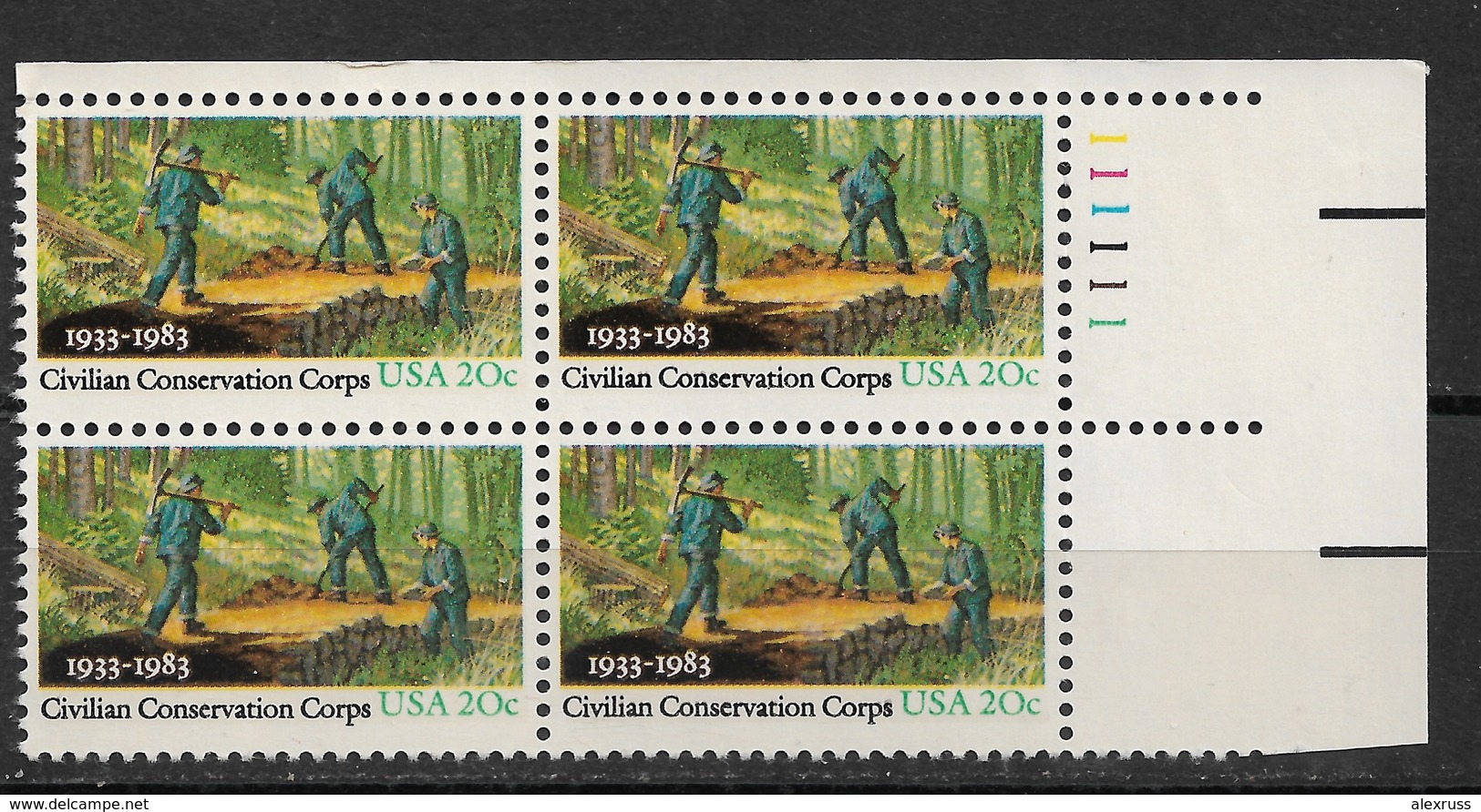 US 1983 Civilian Conservation Corp, Block Sc # 2037, VF MNH** - Plattennummern