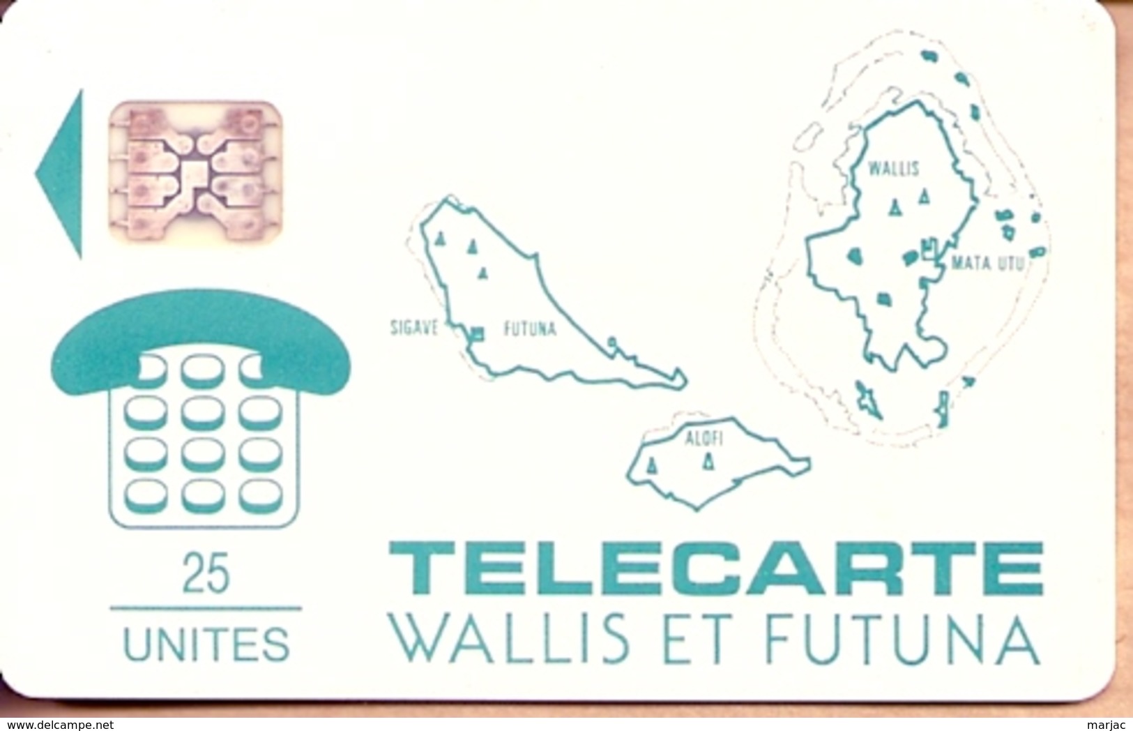 < WF1 ¤ Cartes Des Iles - Bleu-vert - SC4ab Ø7 - TTBE - Wallis Y Futuna