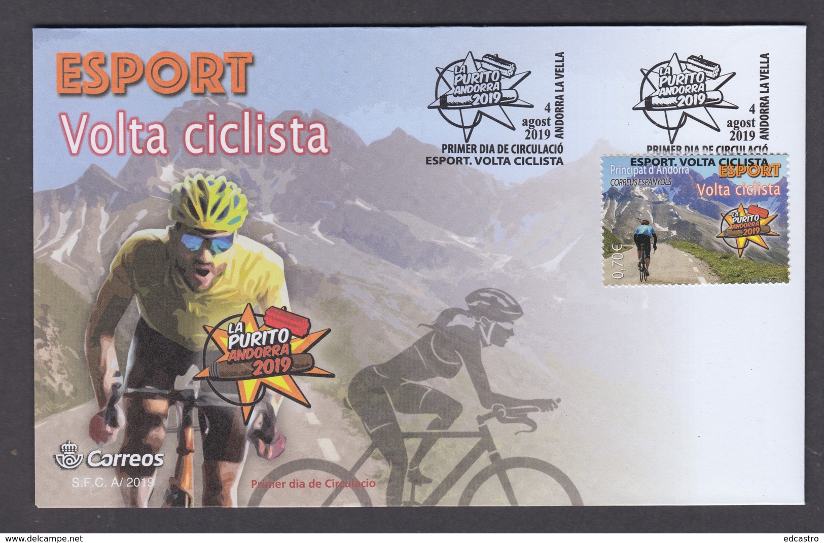 4.- SPANISH ANDORRA 2019 FDC CLYCLING IN ANDORRA - LA PURITO - Cycling