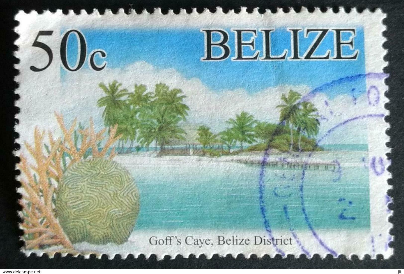 132. BELIZE (50C) USED STAMP GOFF'S CAYE, BELIZE DISTRICT - Belize (1973-...)