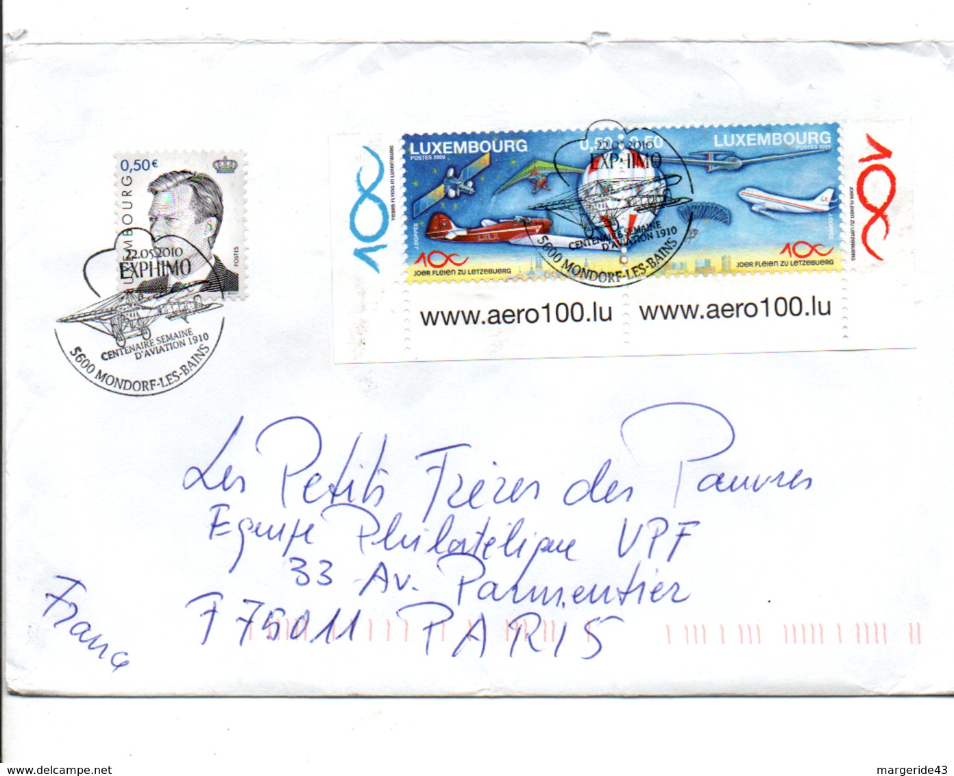 LUXEMBOURG LETTRE POUR LA FRANCE 2010 - Maschinenstempel (EMA)