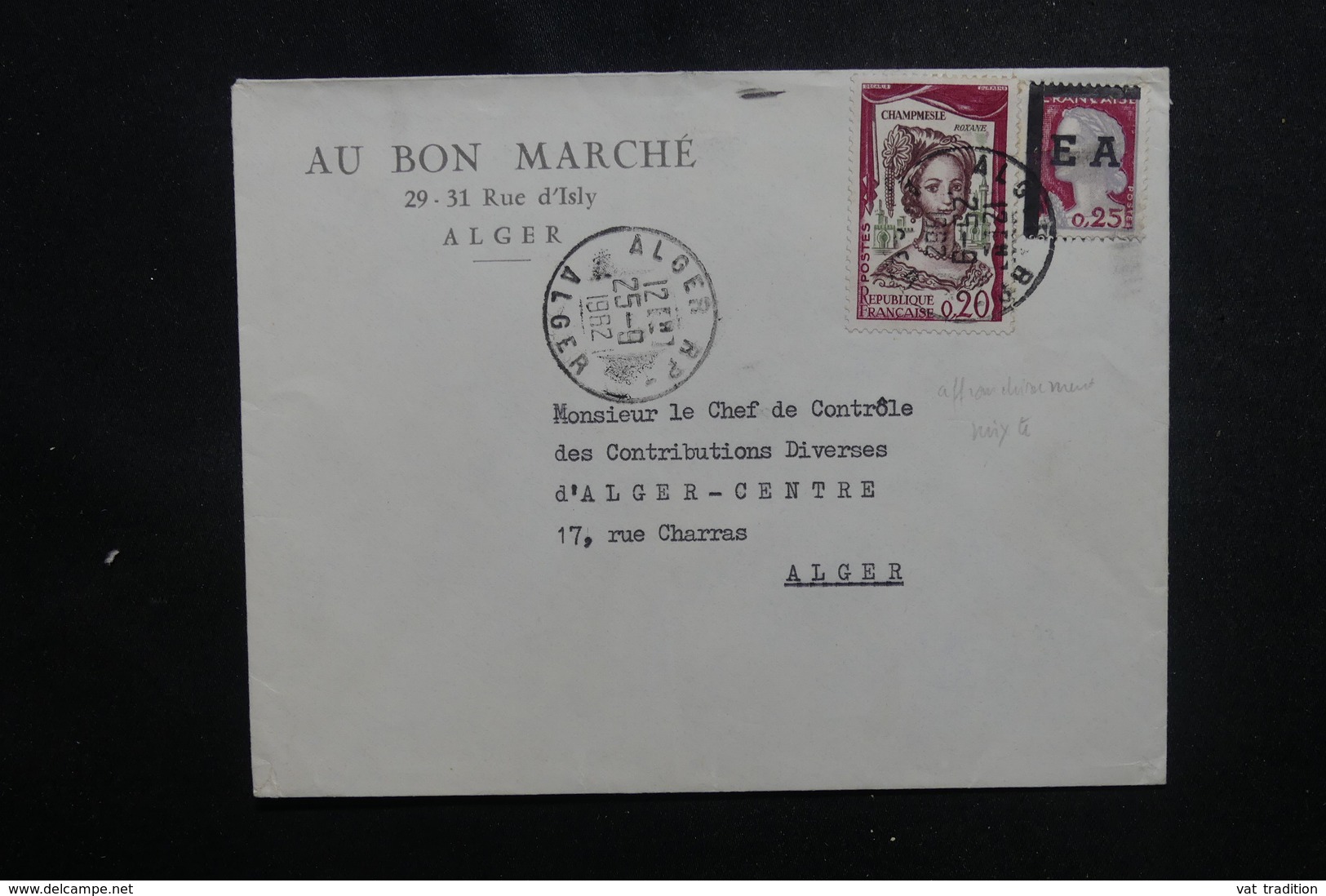 ALGÉRIE - Enveloppe Commerciale De Alger Pour Alger En 1962, Affranchissement Surchargés EA - L 50510 - Algérie (1962-...)