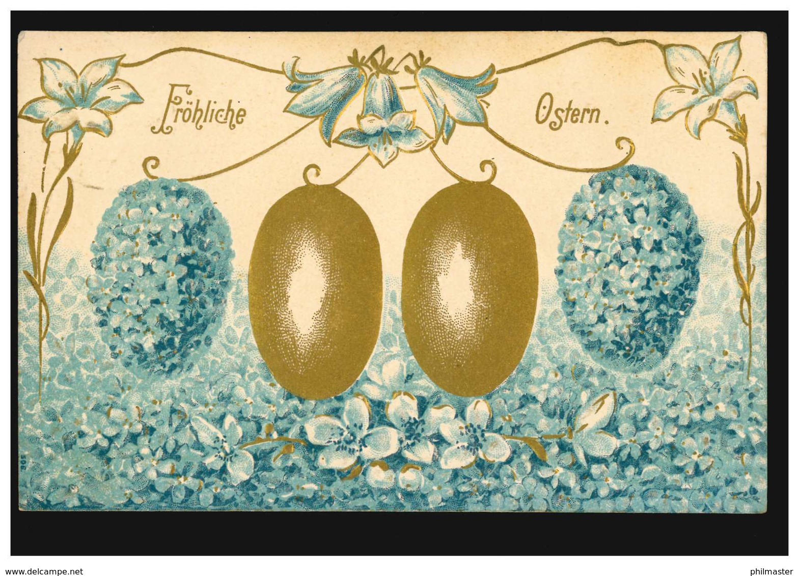 Prägekarte Ostern Blumen Mit Vier Ostereier, VIERSEN 26.3.1910 Nach Vorst - Autres & Non Classés