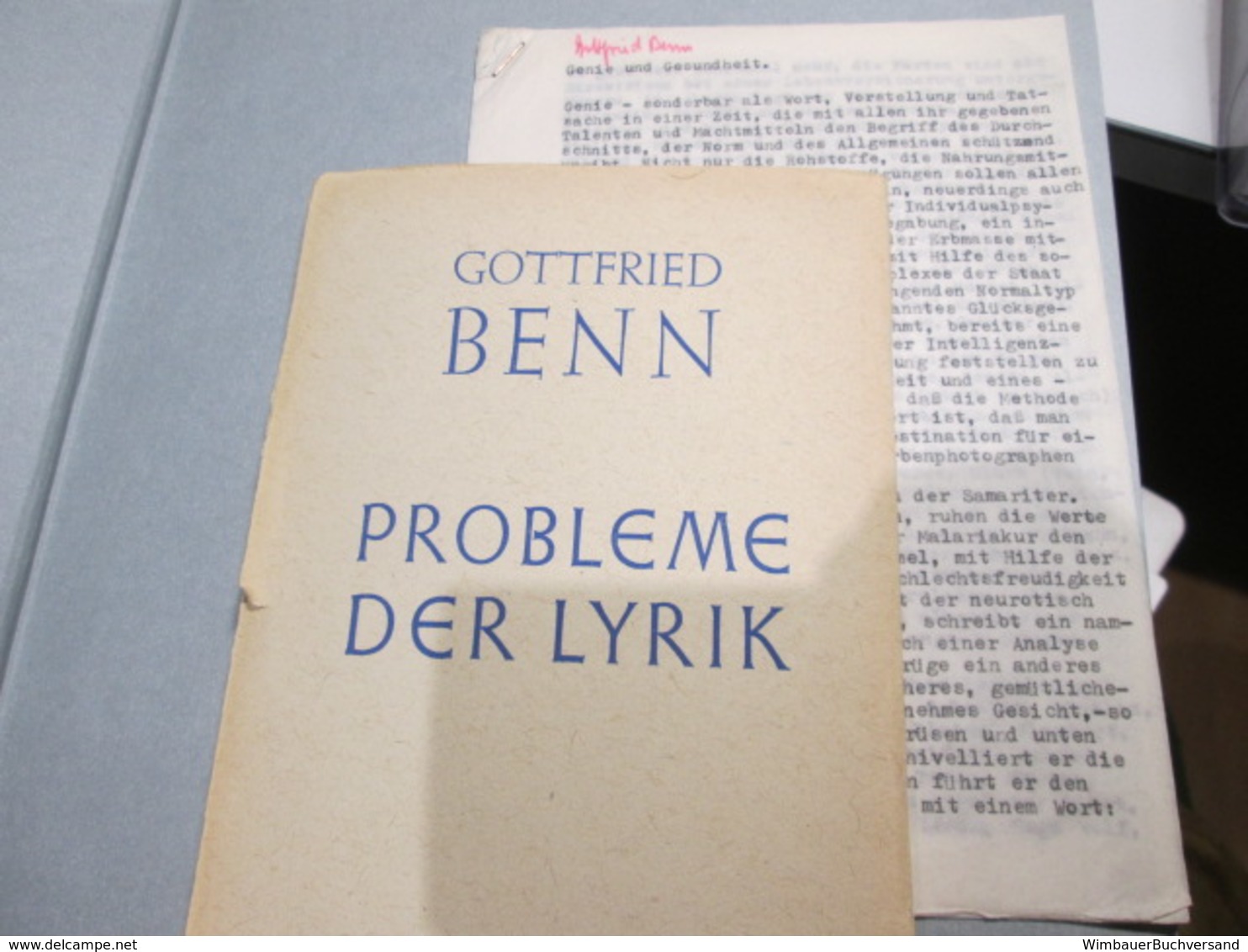 Probleme Der Lyrik SIGNIERT. Dabei: Typoskript Genie Und Gesundheit (1930) - Other & Unclassified