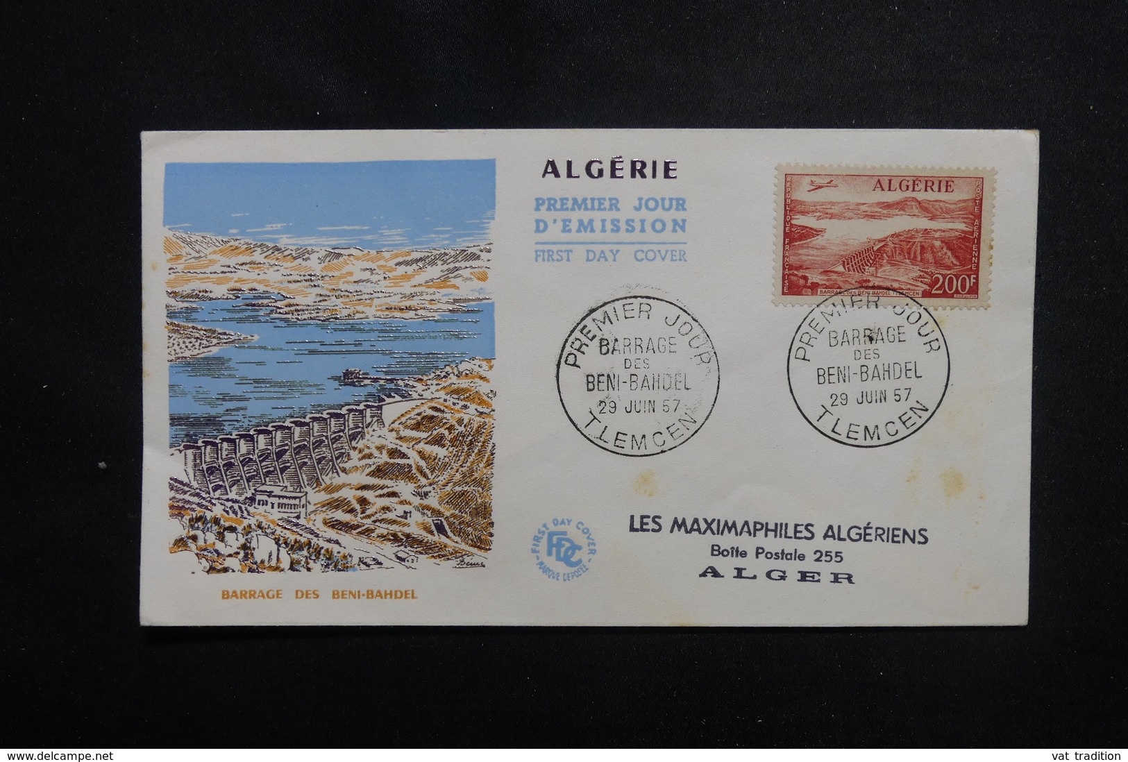 ALGÉRIE - Enveloppe FDC En 1957 - Barrage De Beni- Bahdel - L 50519 - FDC