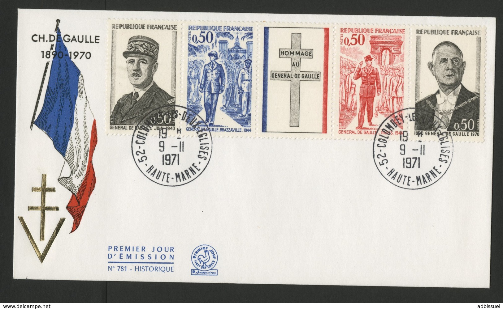 N° 1698A (x6) SIX BANDES DE GAULLE Cote 90 € 6 Souvenirs Différents Soit Par Leurs Illustrations Soit Par L'oblitération - De Gaulle (General)